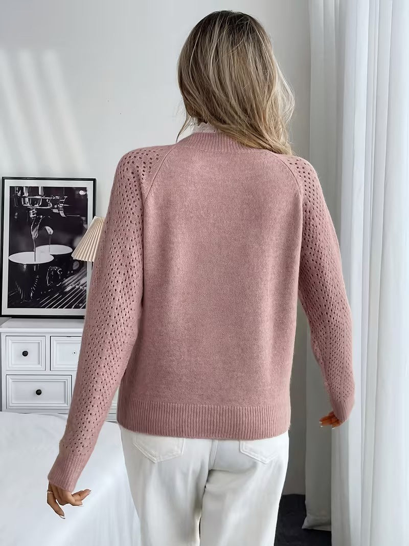 Damski Sweter Długi Rękaw Z Okrągłym Dekoltem