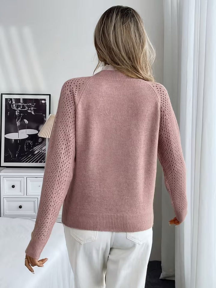 Damski Sweter Długi Rękaw Z Okrągłym Dekoltem