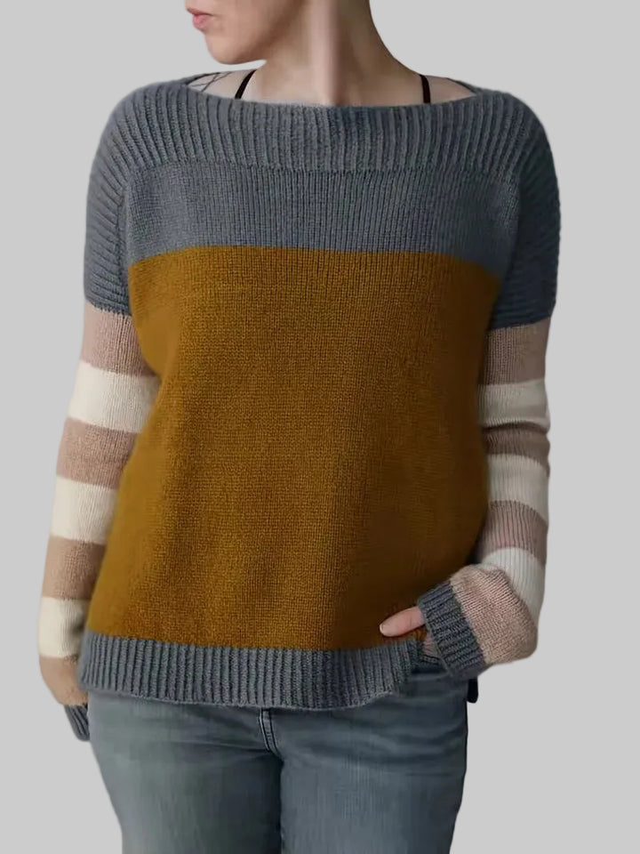 Damski Sweter Długi Rękaw Z Paskami