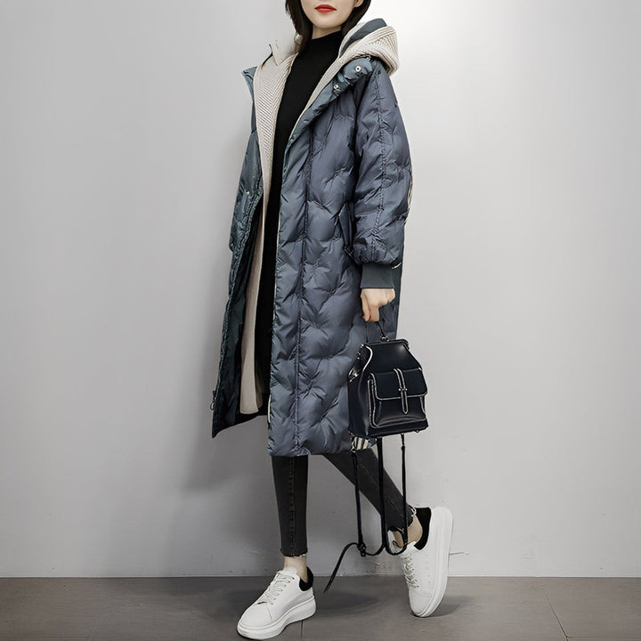 Damska Kurtka Pikowana z Kapturem i Zamkiem