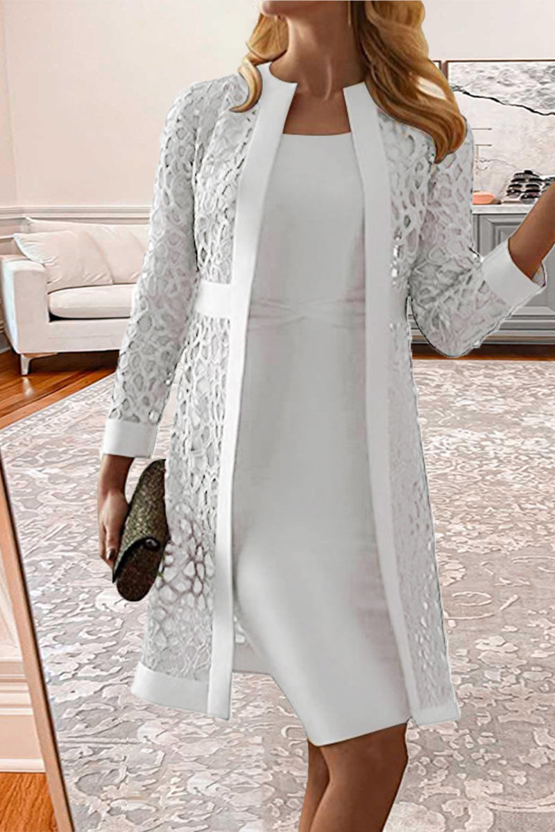 Damski komplet dwuczęściowy z długim kardigan i topem