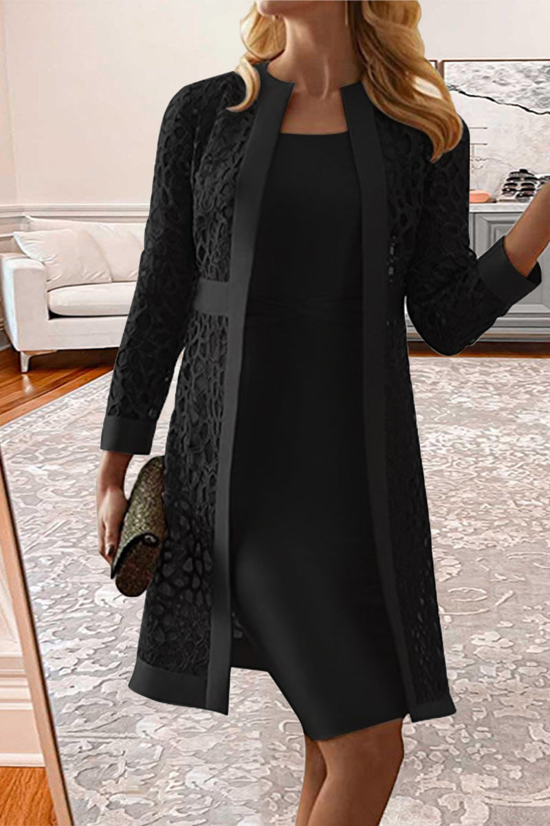 Damski komplet dwuczęściowy z długim kardigan i topem