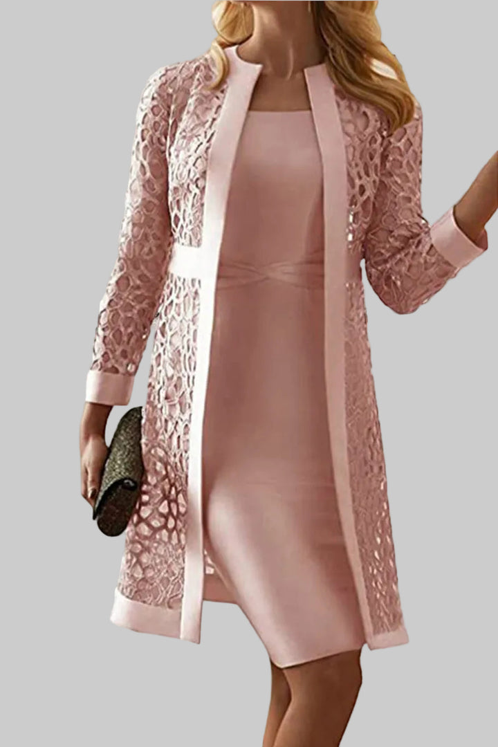 Damski komplet dwuczęściowy z długim kardigan i topem