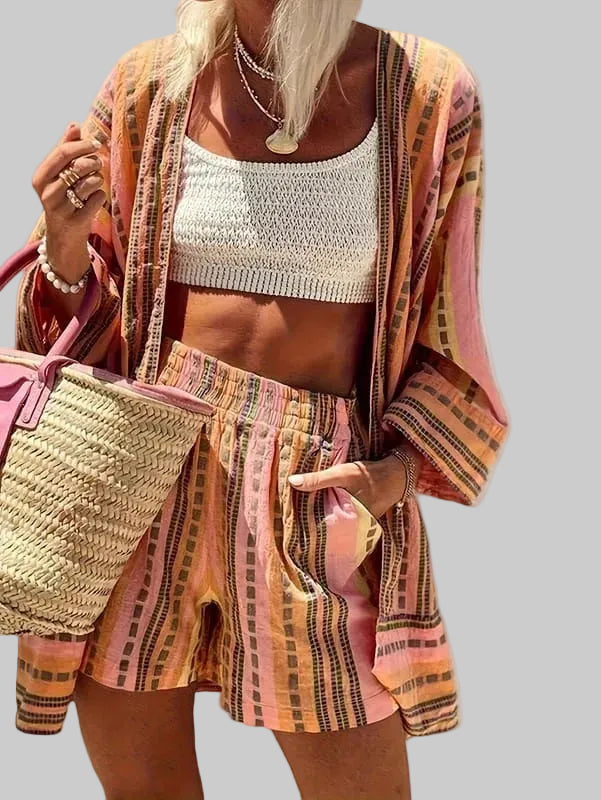 Damski Komplet Dwuczęściowy z Otwartym Przodem