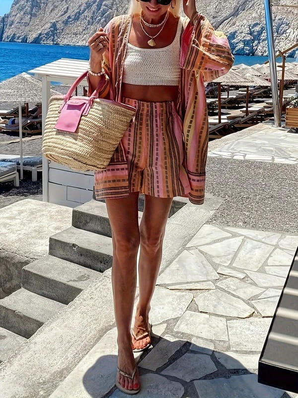 Damski Komplet Dwuczęściowy z Otwartym Przodem