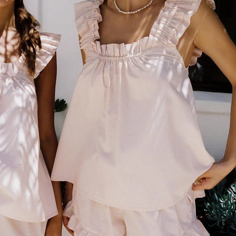 Damski Komplet Top z Falbankami i Szorty