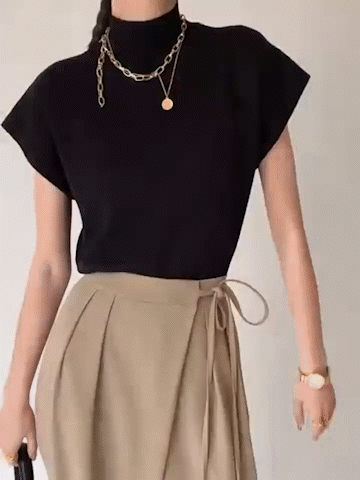 Bluzka damska bez rękawów, w jednolitym kolorze, z okrągłym dekoltem