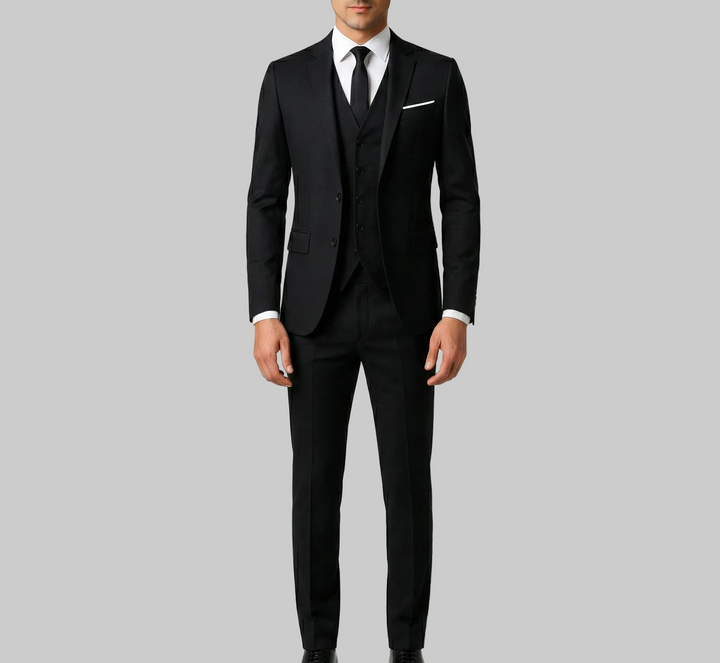 Męski Trzyczęściowy Garnitur z Marynarką Kamizelką i Spodniami