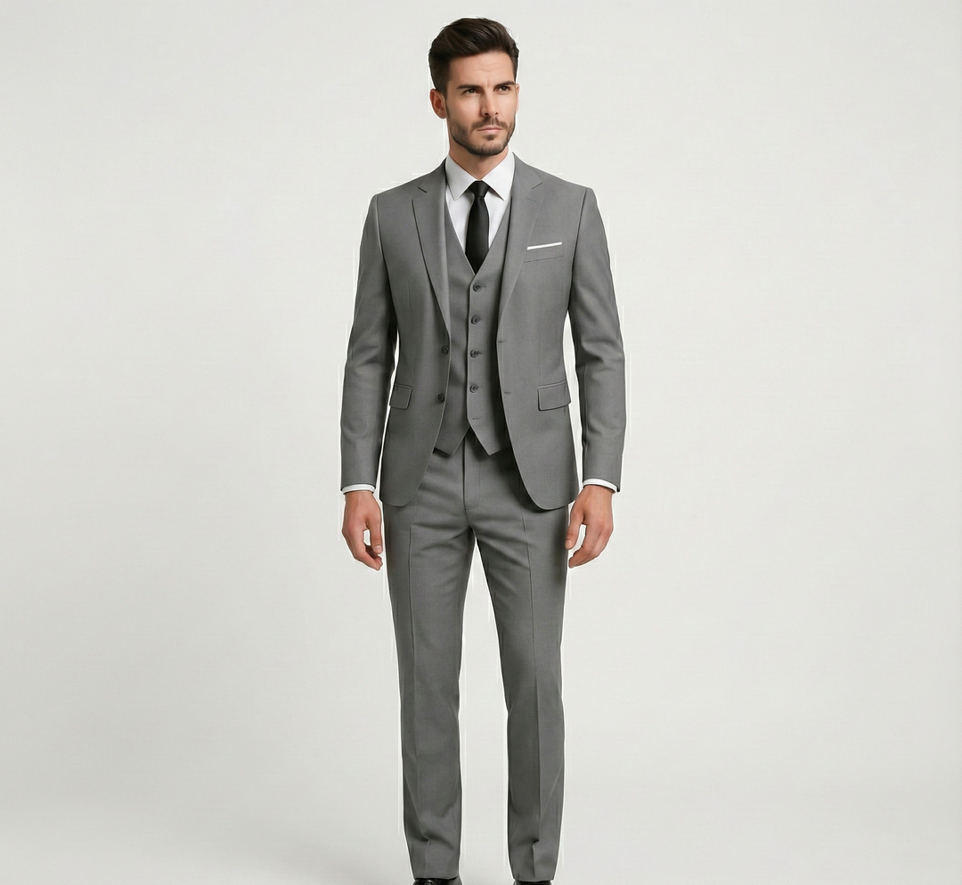 Męski Trzyczęściowy Garnitur z Marynarką Kamizelką i Spodniami